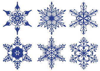 Set of blue snowflakes