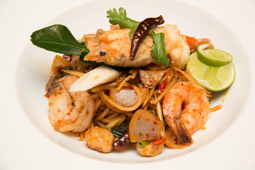 Pasta with prawns, delicious spaghetti