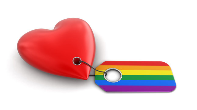 Heart with color label. Image with clipping path