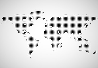 Abstract world map of dots, vector illustration