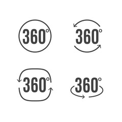 360 degrees view sign icon design. Vector symbol of rotation virtual 3d