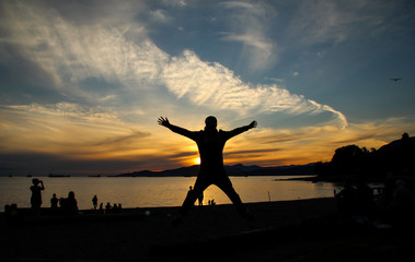 Sunset on Englishbay beach in Vancouve, Canada