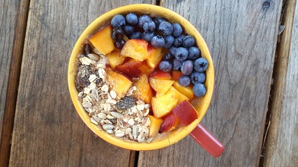 Healthy breakfast musli with fruits