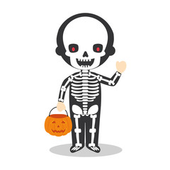 Cartoon illustration of a skeleton for Halloween