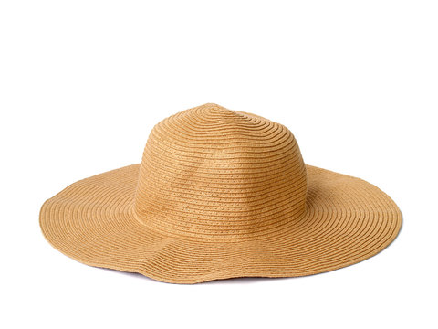 brown woven hat isolated on white background, summer straw hat (sombrero)
