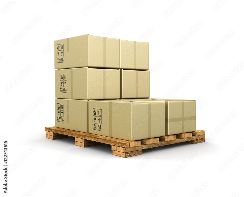 Poster many packages. image with clipping path