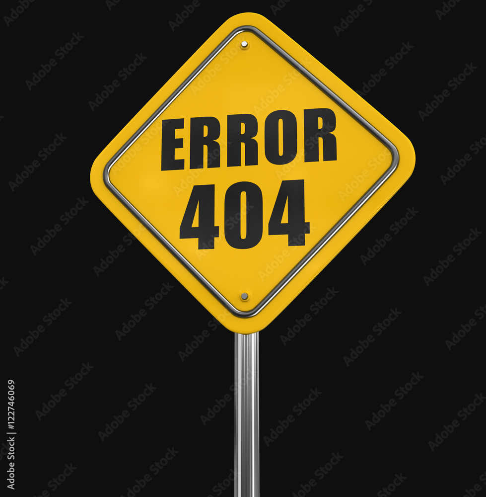 Poster error 404 road sign. image with clipping path