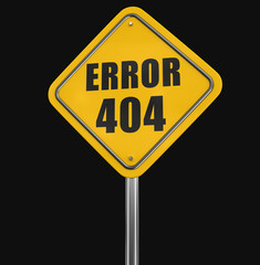 Error 404 road sign. Image with clipping path