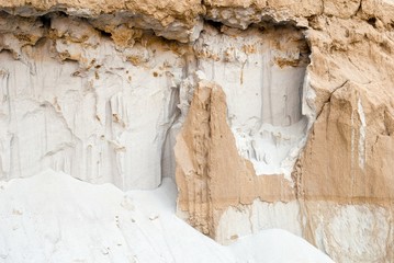 Textured detail showing white sand and beige clay