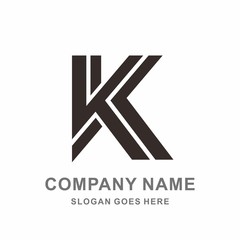 Monogram Letter K Double Strips Vector Logo Design Template