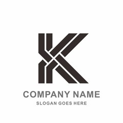 Monogram Letter K Double Strips Vector Logo Design Template