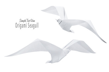 Obraz premium Origami paper seagull bird