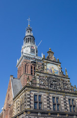 Fototapeta na wymiar Facade and tower of the weigh house in Alkmaar