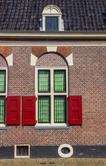 Window and blinds of a traditional dutch house in Alkmaar