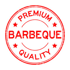Grunge red premium quality barbeque (BBQ) rubber stamp