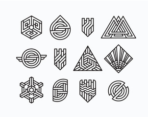 Set of vector geometric symbols