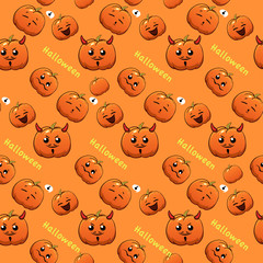 Halloween smiles set with pumpkins.