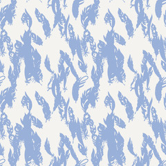 Ink feather seamless pattern. Hand drawn doodle vector background.