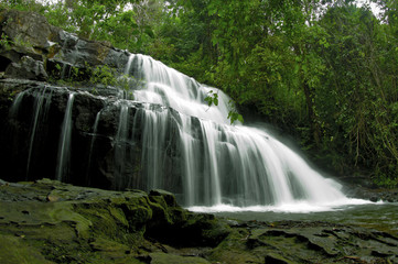 Deep forest waterfall at pang sida waterfall National Park sa kaeo Thailand