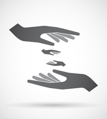 Obraz premium Isolated pair of hands protecting or giving two hands giving an