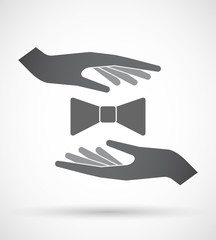 Isolated pair of hands protecting or giving  a neck tie icon