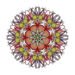 Vector mandala. Mehndi lace tattoo. Art Nouveau weave.