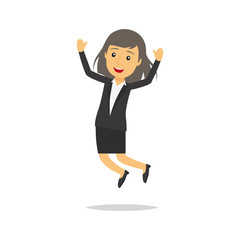 Jumping businesswoman isolated cartoon character. Vector illustration