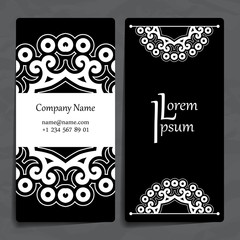 Set of vector design templates. Business card with floral circle ornament. Mandala style. © Drekhann