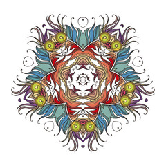 Vector mandala. Mehndi lace tattoo. Art Nouveau weave.