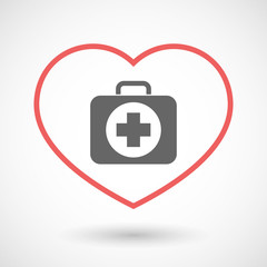 Isolated line art red heart with  a first aid kit icon