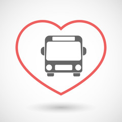 Isolated line art red heart with  a bus icon