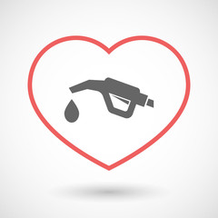 Isolated line art red heart with  a gas hose icon