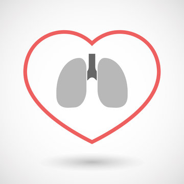 Isolated Line Art Red Heart With  A Healthy Human Lung Icon