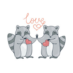 Racoons in love