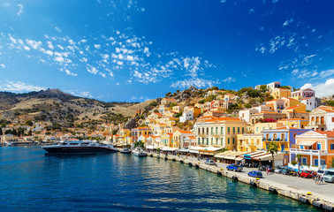 largest ship in port of Symi. pictorial Greece series-  island, Dodecanes