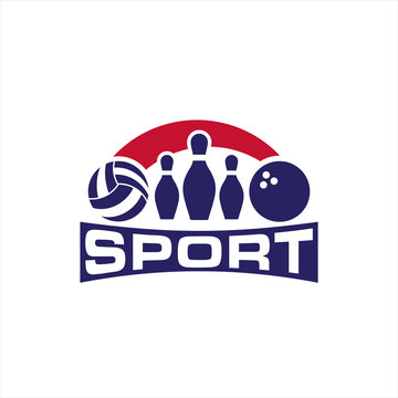 sport bowling, volley ball logo