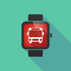 Long shadow smart watch with  a bus icon