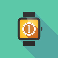 Long shadow smart watch with  a coin icon