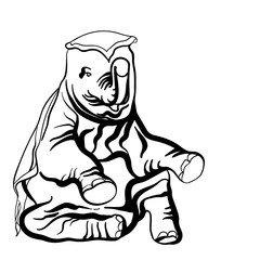 Asian elephant sketched with vector graphic.