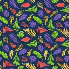 Bright vector seamless pattern with leaves