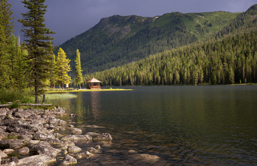 Rakhmanovskoe lake in East Kazakhstan, Altai mountains  - 122753093