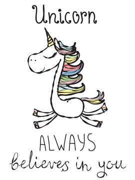 Fototapeta Vintage poster with stylish Unicorn. 