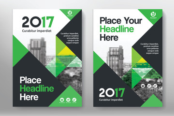Green Color Scheme with City Background Business Book Cover Design Template in A4. Can be adapt to Brochure, Annual Report, Magazine,Poster, Corporate Presentation, Portfolio, Flyer, Banner, Website