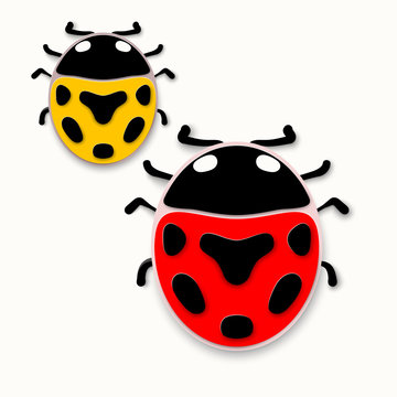 Red and yellow ladybug paper cutting.