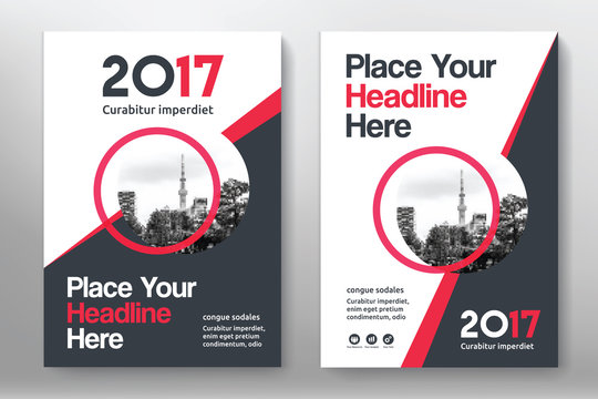 Red Color Scheme with City Background Business Book Cover Design Template in A4. Easy to adapt to Brochure, Annual Report, Magazine, Poster, Corporate Presentation, Portfolio, Flyer, Banner, Website