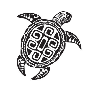 Turtle tattoo in Maori style. Vector illustration EPS10