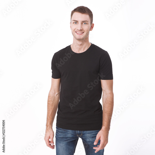 Download "t-shirt design and people concept - close up of young man ...