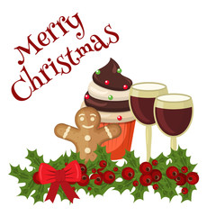 Christmas food card with festive decoration