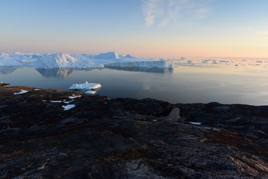 Icebergs at arctic ocean in Greenland