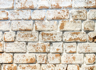 close up grunge white brick wall texture background